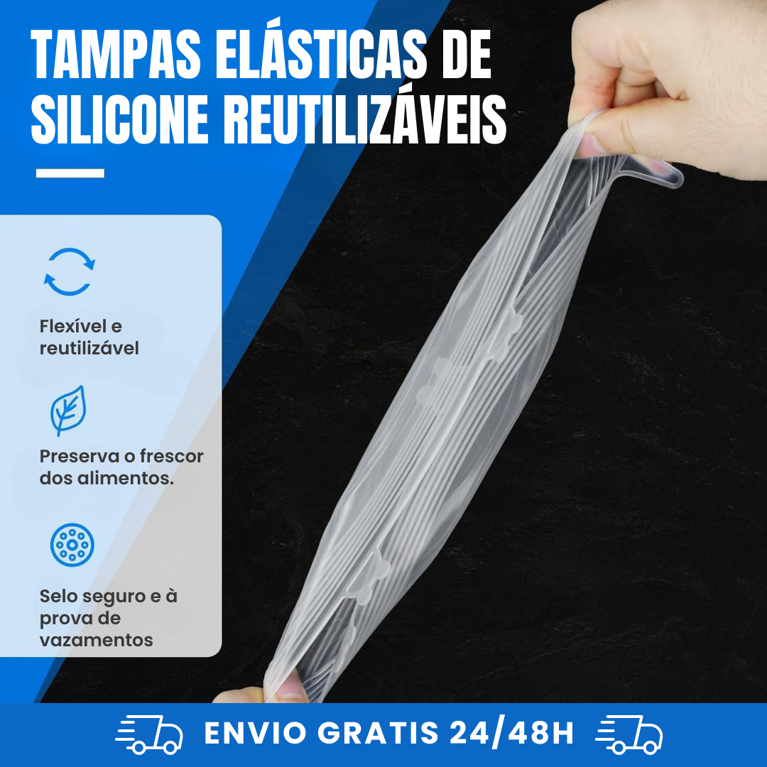 Tampas de silicone reutilizáveis