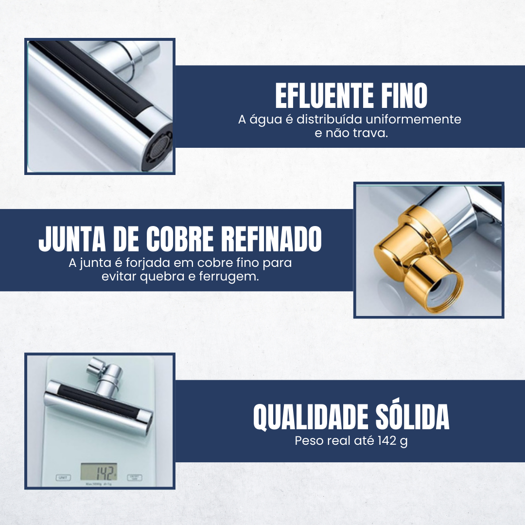 Torneira giratória com cascata para extensão 4 em 1