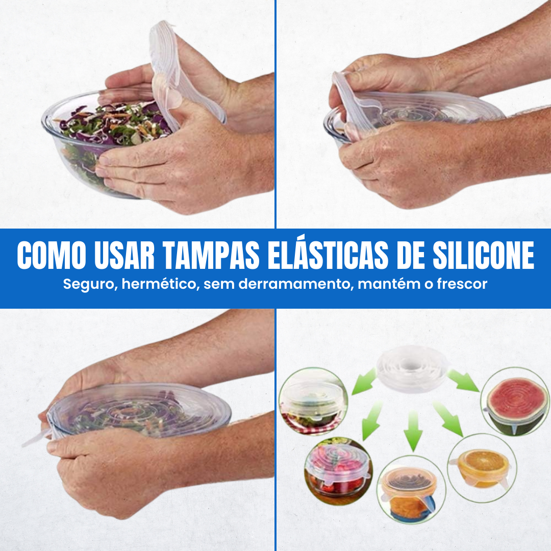 Tampas de silicone reutilizáveis