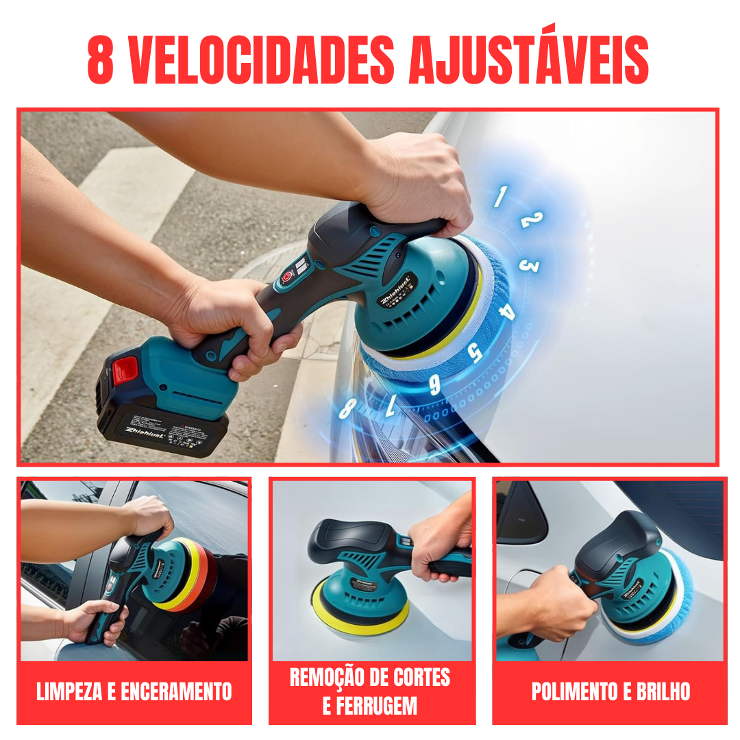Polidor de automóveis 12V com 2 baterias