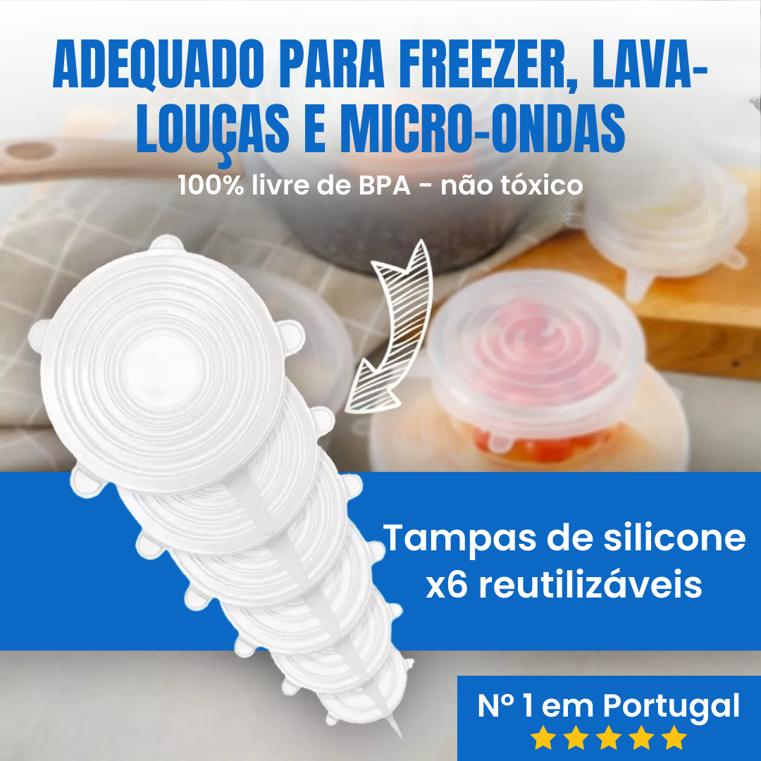 Tampas de silicone reutilizáveis