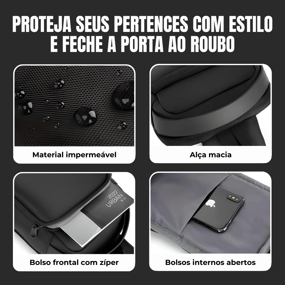 Mochila cruzada anti-roubo