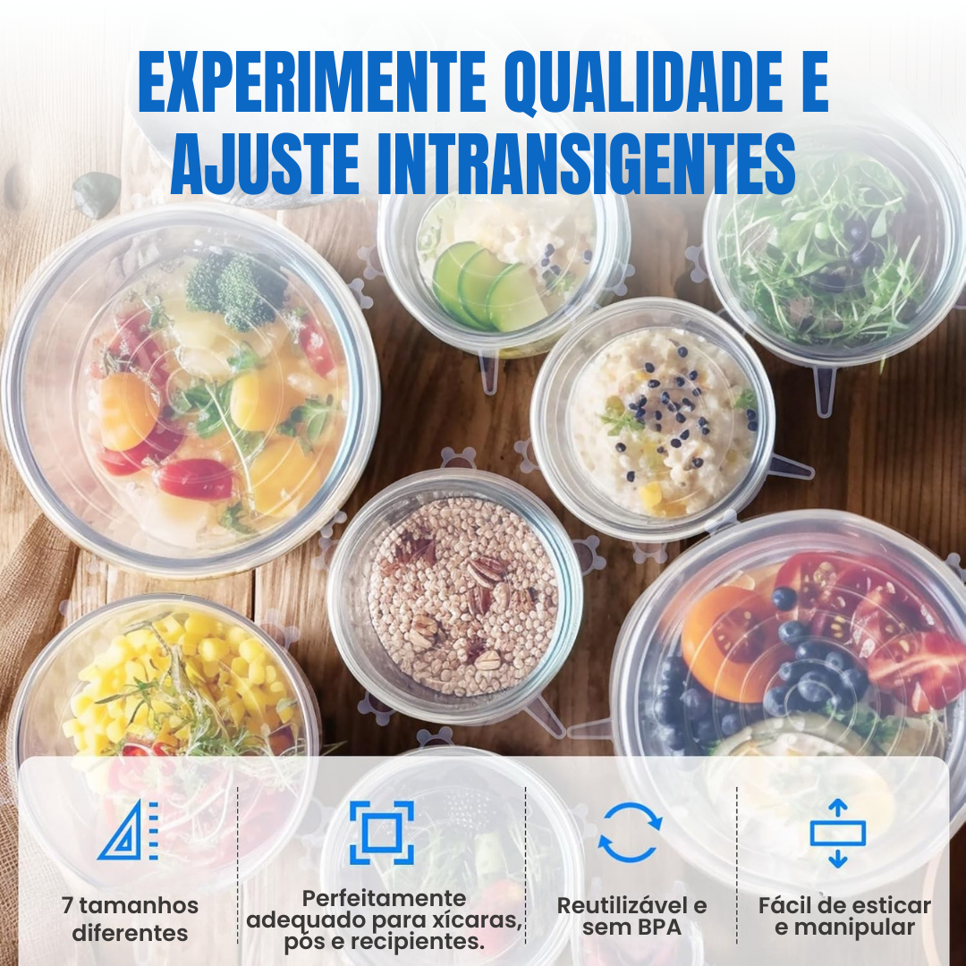 Tampas de silicone reutilizáveis