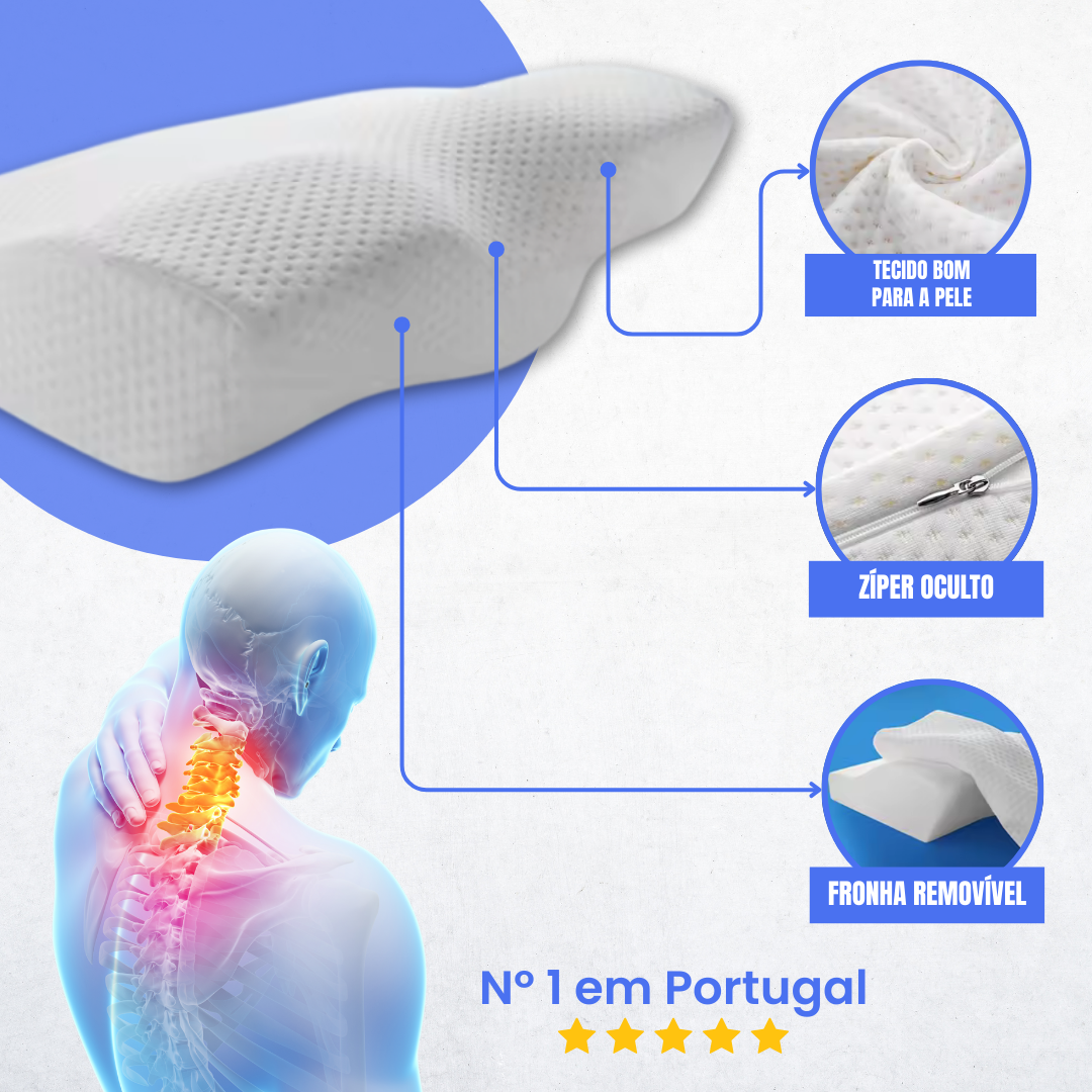 Almofada viscoelástica para o pescoço + capa GRATUITA