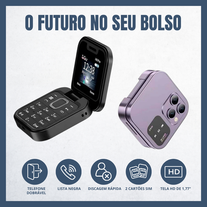 Telefone flip com ecrã duplo i16 Pro