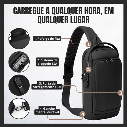 Mochila cruzada anti-roubo