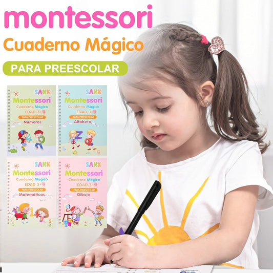 Livros de escrita mágica Montessori + Caneta gratuita