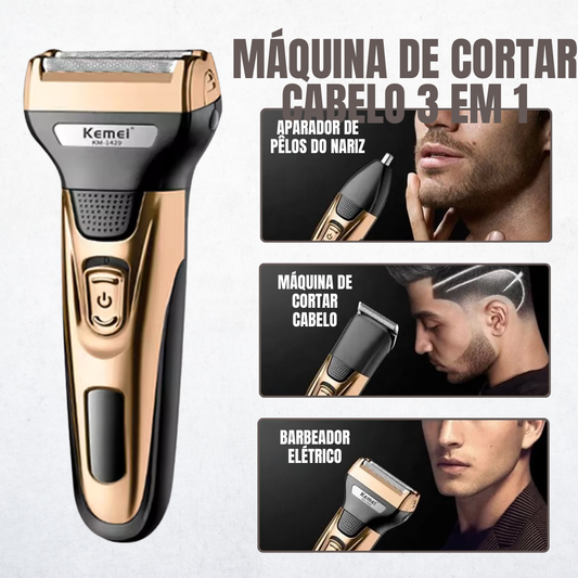 Máquina de cortar cabelo recarregável 3 em 1