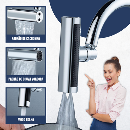 Torneira giratória com cascata para extensão 4 em 1