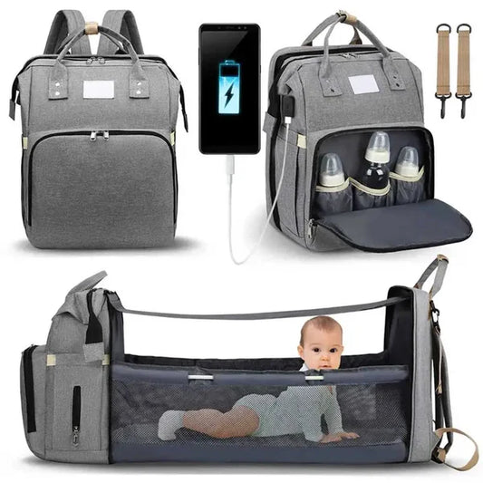 Mochila de fraldas com berço